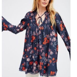 Free People So Fine Printed Smocked Top/mini dress XS
